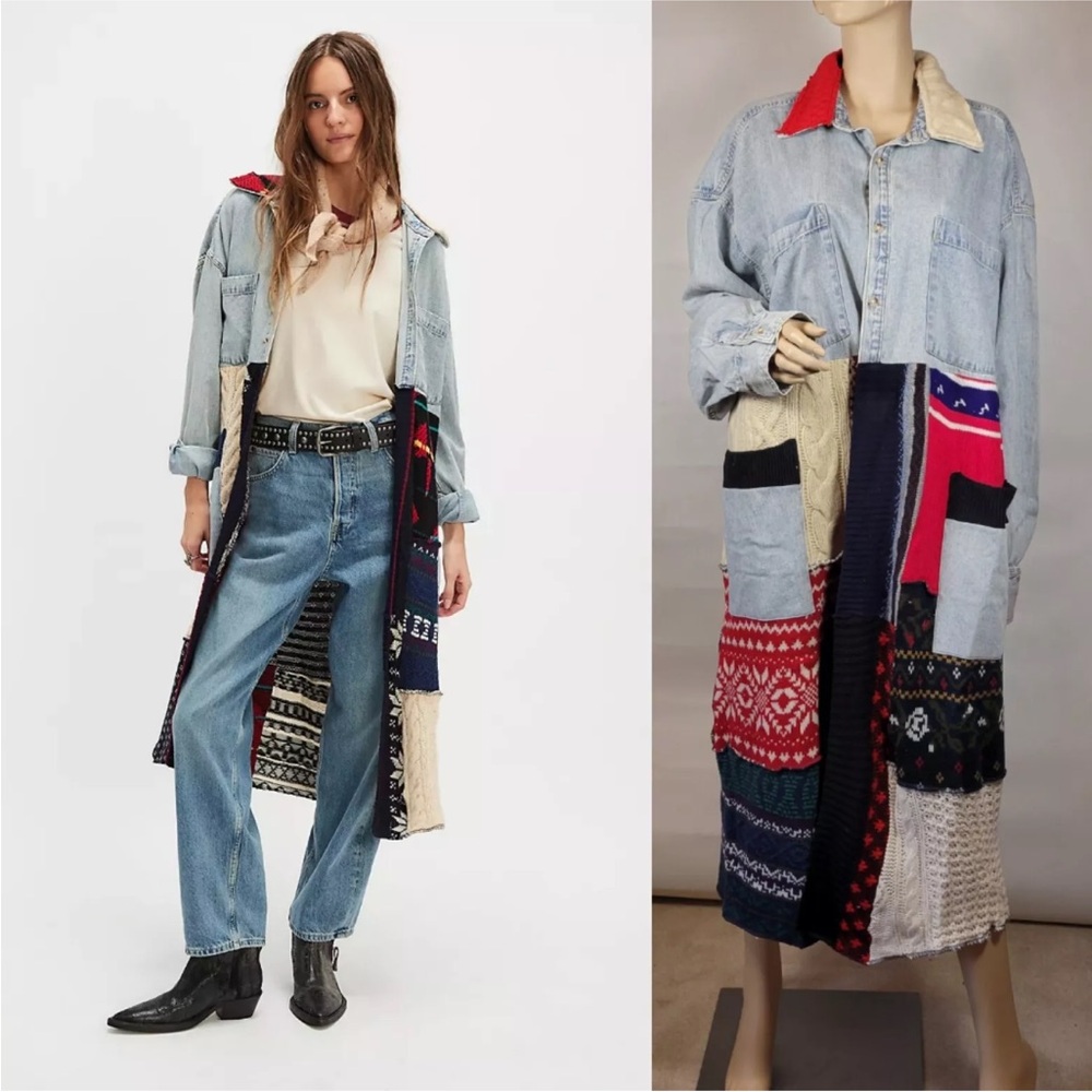 NEW SOLD OUT Free People Tricia Fix Freddie Denim Maxi Shirt NWT XL